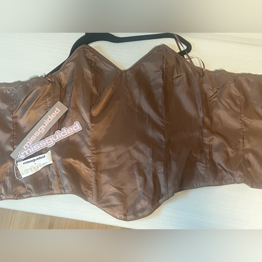 Missguided Brown Suede Women's Top XS NWT - Picture 7 of 9